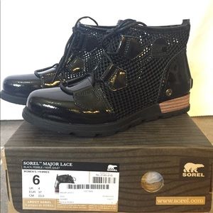 Sorel Boots Major Lace, Black, Mesh, Size 6